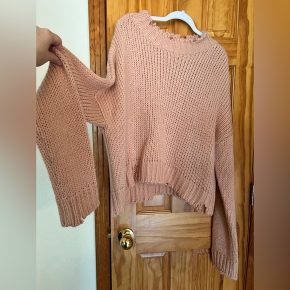 Show Me Your Mumu Distressed Sweater Pink Size XL - Picture 3 of 9